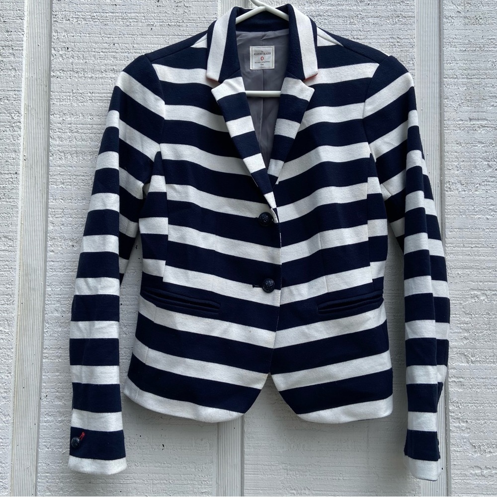 GAP Academy Blazer navy and white Striped ponte Women’s Size 0 Preppy Classic